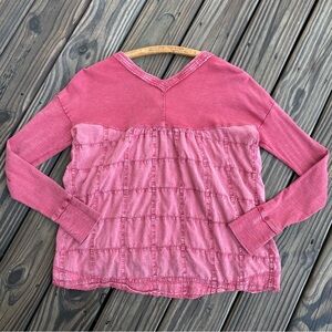 Pilcro Henley Swing Top Mixed Media